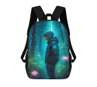 sinyumoney Lost in Magical Forest Backpacks Kids School Backpack Fashion School Bag 3D Printed School Bag for Boys Elementary And Middle School Students 17inch