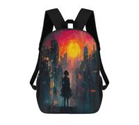 sinyumoney Lost in The City Neoexpressionist Urban Scene Children's Backpacks School Backpack 3D Printed Backpack for Kids Travel Rucksacks Book Bags Kids School Bag 17inch