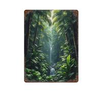 sinyumoney Lost Paradise Hidden Jungle Waterfall Iron Water Proof Wall Art Decoration for Bedroom Living Room Garage Yard Pub 15.7"x11.8"