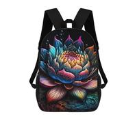 sinyumoney Lotus Flower Art Kids' Backpack 3D Printing School Bag Boys Cool Daypacks Casual Knapsack Fun Back Bag for Kids And Teenager 17inch