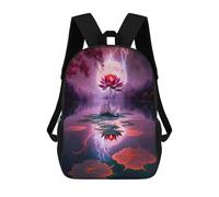 sinyumoney Lotus Moon Reflections Kids School Backpack 3D Printed Backpacks Fashion School Bag Rucksacks for Boys Elementary And Middle School Students 17inch