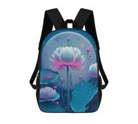 sinyumoney Lotus Night Garden Children's Backpack, Schoolbag Large Capacity Students Bookbag Rucksack Knapsack for Boys Girls Adults Teen 17inch