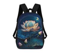 sinyumoney Lotus Night Serenity Kids Backpacks Children Bag,Anime Bag,Large Capacity Kids Backpack, 3D Printed Children's,Student Schoolbag,Kids Boys Girls School Bag 17inch