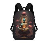 sinyumoney Lotus Serenity Statue Kids School Backpack School Bag 3D Printed School Bag for Boys Elementary And Middle School Students 17inch