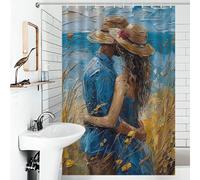 sinyumoney Love at The Beach Shower Curtains Mould Proof Thicken Durable Polyester Bathroom Curtains Modern Art for Toile Bathroom Dorm 46.85x70.87Inch（119x180cm）
