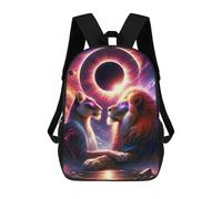 sinyumoney Love at The Eclipse Rucksacks 3D Printed Children 17inch Backpacks Fashion Casual Daypack Travel Bags Outdoor Casual Daypack for Boy And Girl