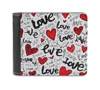 sinyumoney Love Hearts & Scribbles 3D Print Men's Wallet Bills Credit Cards Leather RFID Wallets Craftsmanship Gifts 11.7cm*9.5cm