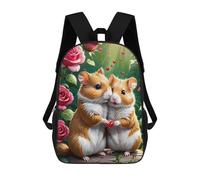 sinyumoney Love in Bloom Hamster Romance Kids Backpack,School Backpack Kids School Bag 3D Printed Cartoon Large Capacity Backpack for Kids Boys And Girls 17inch