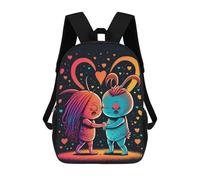 sinyumoney Love in Space Cosmic Kiss 3D Printed School Bag Children's School Backpack Schoolbags Travel Backpacks Casual Fashion Bag for Kids School Students 17inch