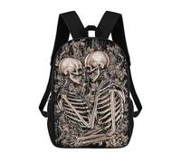 sinyumoney LOVE SKELETONS Rucksacks 3D Printed Children Backpacks Fashion Casual Daypack Cute Travel Bags Outdoor Casual Daypack for Boy And Girl 17inch