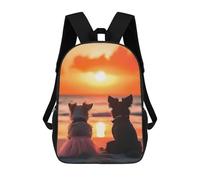 sinyumoney Lovely Couple Dogs Watching Sunset on The Beach Backpack School Bag Large Water Resistant Laptop Backpack for Teenage Girls Boys Women Men 17inch