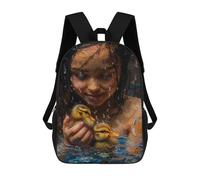 sinyumoney Lovely Ducks Painting 3D Printed 17inch School Bag Children's School Backpack Travel Backpacks Casual Fashion Bag for Kids School Students