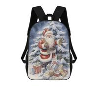 sinyumoney Lovely Santa Claus Kids School Backpack School Bag 3D Printed School Bag for Boys Elementary And Middle School Students 17inch