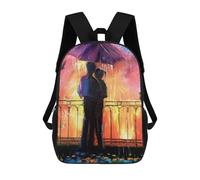 sinyumoney Lovers in The Rain Children's School Backpack 3D Printed for Kids Travel Rucksacks Book Bags for Boys Elementary School Students 17inch