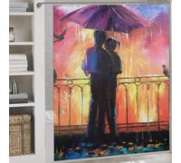 sinyumoney Lovers in The Rain with Hooks Waterproof Fabric Decor Bath Curtains for Bathroom Wet Room 69.69x70.87Inch（177x180cm）