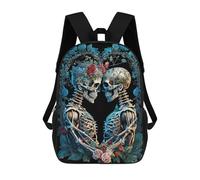 sinyumoney Loving Skeletons Backpack School Bag High Secondary School Bags Casual Backpack for Campus Outdoor Travel Sports 17inch