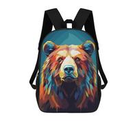 sinyumoney Low Poly Grizzly Bear Backpacks Kids School Backpack Fashion School Bag 3D Printed School Bag for Boys Elementary And Middle School Students 17inch