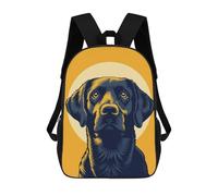 sinyumoney Loyal Dog Vector Portrait with Golden Backdrop School Bags Lightweight Schoolbag Dayback Bookbag College for Teenage Girls Boys Women Men 17inch
