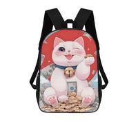 sinyumoney Lucky Cat with Coins - Maneki Neko Bitcoins Backpack School Bag Water Resistant Travel Backpack Computer Bag for Camping Outdoor Adventures And Daily Travel 17inch