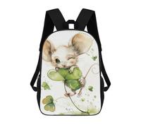 sinyumoney Lucky Mouse with Four-Leaf Clover Children's Backpacks School Backpack 3D Printed for Kids Travel Rucksacks Book Bags Kids 17inch School Bag