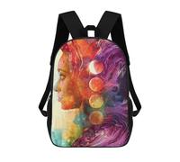 sinyumoney Luna Goddess 17 Inch School Bag Backpack Teen Schoolbag 3D Printing Adjustable Schoolbag Fashion Pocket Bag for Kids Boys Girls Students