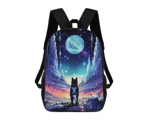 sinyumoney Luna Night Wolf Landscape School Bags Water Resistant Travel Backpack Computer Bag for Campus Outdoor Travel Sports 17inch