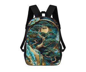 sinyumoney Lunar Forest Kintsugi Art 3D Printed Children's School Backpack for Kids High Capacity Travel Rucksacks Book Bags Kids School Bag Back Pack 17inch