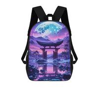 sinyumoney Lunar Serenity Torii Gate Backpack with Pocket 3D Printed Backpacks, Travel Rucksacks Book Bags Kids School Bag 17inch