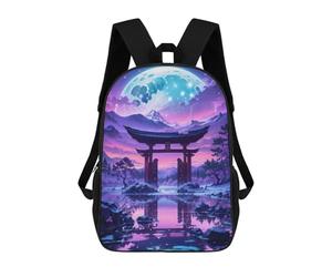 sinyumoney Lunar Serenity Torii Gate Backpack with Pocket 3D Printed Backpacks, Travel Rucksacks Book Bags Kids School Bag 17inch