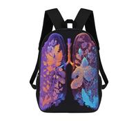 sinyumoney Lungs with Floral Anatomy Backpacks Kids Student Schoolbag,3D Printed Backpacks,Elementary And Middle School Students Backpacks for Boys Girls 17inch