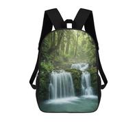 sinyumoney Lush Forest Waterfall Kids Backpack 17 Inch School Bag 3D Printed Cartoon School Backpacks for Boys And Teenager School Students