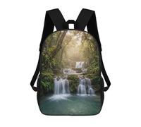 sinyumoney Lush Rainforest Waterfall 17 Inch Backpacks Kids Schoolbag,3D Printed Elementary And Middle School Students Backpacks for Boys Girls