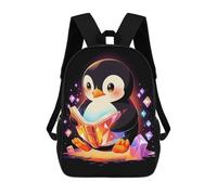 sinyumoney Luxury Penguin Book Reader Backpack with Pocket 3D Printed Backpacks, Travel Rucksacks Book Bags Kids School Bag 17inch