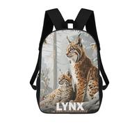 sinyumoney Lynx Family in Winter Children's School Backpack 3D Printed for Kids Travel Rucksacks Book Bags Kids School Bag 17inch