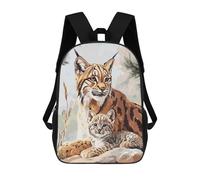 sinyumoney Lynx Family Minimalist Rucksack Lightweight Casual Daypack School Backpacks for School/Work/Travel 17inch