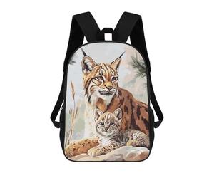 sinyumoney Lynx Family Minimalist Rucksack Lightweight Casual Daypack School Backpacks for School/Work/Travel 17inch