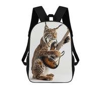 sinyumoney Lynx Guitar Children's Backpacks Kids Fun School Bag Boys Backpack Travel Bag Student Schoolbag Book Stationery Bag Chool Bags 17inch