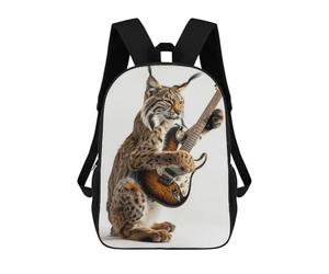 sinyumoney Lynx Guitar Children's Backpacks Kids Fun School Bag Boys Backpack Travel Bag Student Schoolbag Book Stationery Bag Chool Bags 17inch
