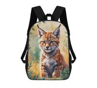 sinyumoney Lynx Kitten Watercolor Backpacks 3D Printed Kids School Backpack Outdoor Casual Daypack Fashion Casual Children Backpacks Cute Travel Bags 17inch