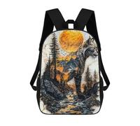 sinyumoney Lynx Mountain Sunset Children's Backpacks School Backpack 3D Printed Backpack for Kids Travel Rucksacks Book Bags Kids School Bag 17inch
