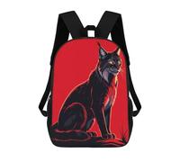sinyumoney Lynx Portrait on Red Background Backpack School Bag Water Resistant School Bag Business Backpack for Girls Boys Teenage 17inch