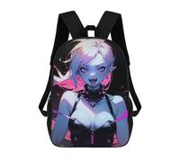 sinyumoney Mad Vampire Anime Girl 17 Inch School Bag Backpack Teen Schoolbag 3D Printing Adjustable Schoolbag Fashion Pocket Bag for Kids Boys Girls Students