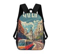 sinyumoney Madrid City Vibes Backpack School High Secondary School Bags Casual Backpack for Teenage Girls Boys Women Men 17inch