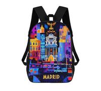 sinyumoney Madrid Geometric Night - Vibrant Urban Illustration Backpack Schoolbags for Boys Girls Casual Sport Daypack Elementary Primary Large Capacity Bookbags 17inch