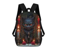 sinyumoney Magic Black Cat with Candles Kids Backpack, Kids School Bag 3D Printed School Backpacks for Boys And Teenager School Students 17inch