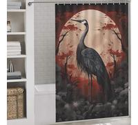 sinyumoney Magic Black Stork Shower Curtain Waterproof Mould with Hooks Waterproof Fabric Modern Fabric Bathroom Decor Set for Bathtub Shower Stall 56.30x70.87Inch（143x180cm）