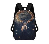 sinyumoney Magic Forest Deer 3D Printed Kids Backpacks Boys Fashion School Bag Travel Backpacks School Bags for Boys Elementary School Students 17inch