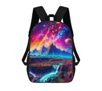 sinyumoney Magic Mountains School Backpack for Girls 17inch Casual Daypack Lightweight Rucksack Boy Girl Backpack for Middle School Students