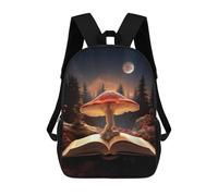 sinyumoney Magic Mushroom Book School Bag Bookbag 3D Printed Children's Backpacks for Kids Boy Girl Book Bags Kids School Bag Travel Rucksacks 17inch