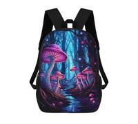 sinyumoney Magic Mushroom Forest Backpacks Kids School Backpack School Bag 3D Printed Fashion School Bags for Boys Elementary And Middle School Students 17inch